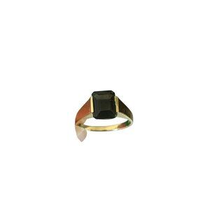 Clyde Duneier 10K Gold Onyx Ring Solitaire CID Art Deco Art Nouveau Estate VTG